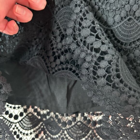 MANGO Women's Mini Skirt Black Lace High rise waist Scalloped hem Size XS - Picture 7 of 13